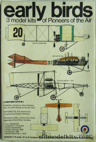 Entex 1/72 De Havilland No.1 DH-1 1910 / Antoinette 1908 Monoplane / Voisin Farman 1908 Biplane Early Birds - (Voisin) - (Ex-Taimei and Fuji), 8448 plastic model kit